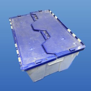 12 gallon Clear Plastic Tote w/ attached lids