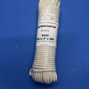 1/4” Rope 100’ - Sash Cord #8 - White - Studio Glazed Sash Cord